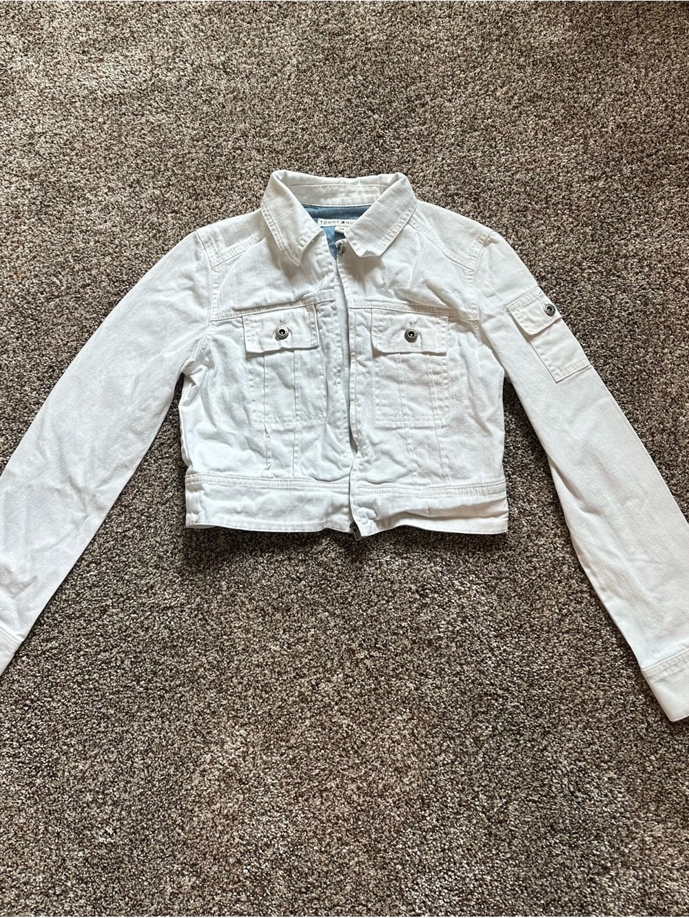 Tommy Hilfiger white cropped denim jacket